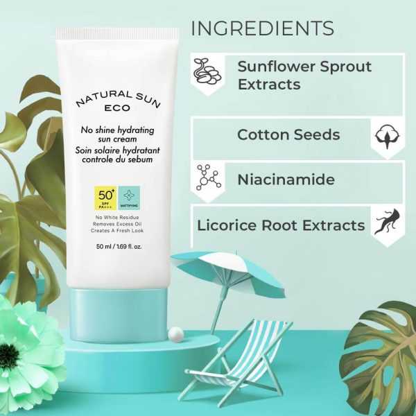 The Face Shop NaturalSun Eco No Shine Hydrating Sun Cream SPF50+ PA++++ 50ml - Simpli Cosmetics Kenya The Face Shop NaturalSun Eco No Shine Hydrating Sun Cream SPF50+ PA++++ 50ml - Image 3