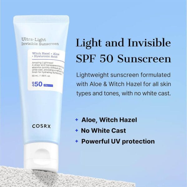 Cosrx Ultra-Light Invisible Sunscreen SPF50 PA++++ 50ml - Simpli Cosmetics Kenya COSRX Ultra-Light Invisible Sunscreen SPF50 PA++++ 50ml product image