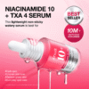 Anua Niacinamide 10% + TXA 4% Serum bottle on a pink product background
