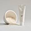 Beauty of Joseon Relief Sun Rice + Niacinamide SPF50+ PA++++ 50 ml sunscreen tube standing beside rice