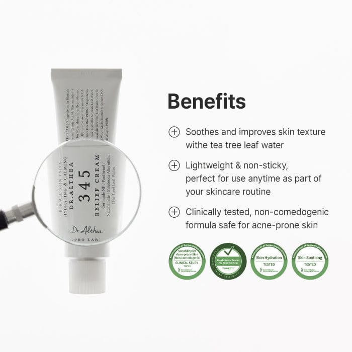 Dr. Althea 345 Relief Cream tube with official product benefits