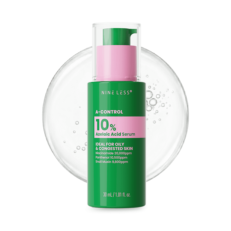 NINELESS A-Control 10% Azelaic Acid Serum 30 ml current green and pink pump bottle